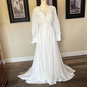 Elegant Ivory Long Sleeve Gown